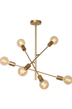 LESTER - Plafonnière - 6xE27 - Mat Goud / Messing*Lucide Sale