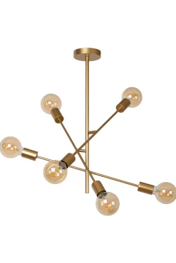 LESTER - Plafonnière - 6xE27 - Mat Goud / Messing*Lucide Sale
