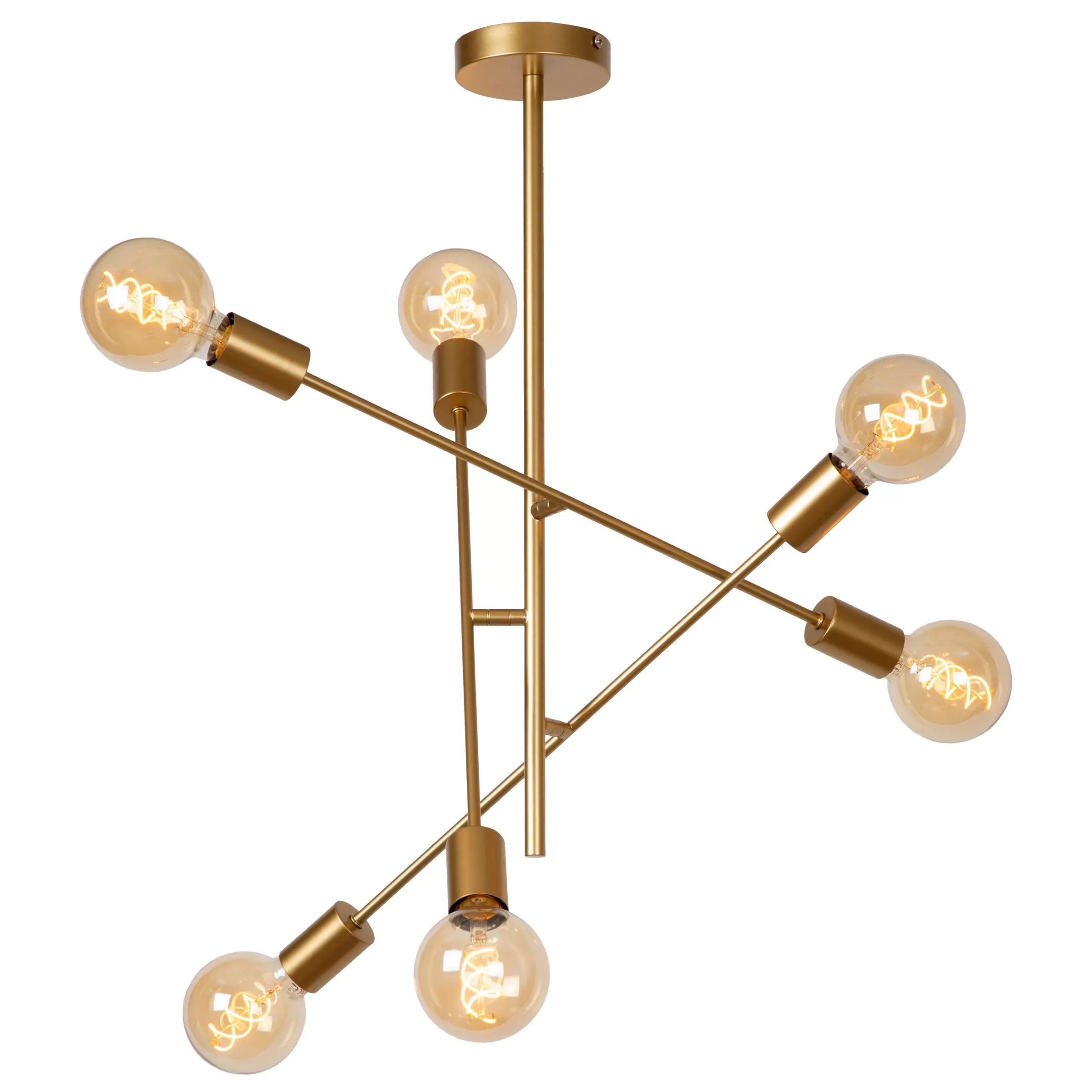 LESTER - Plafonnière - 6xE27 - Mat Goud / Messing*Lucide Sale