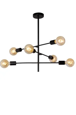 LESTER - Plafonnière - 6xE27 - Zwart*Lucide Cheap