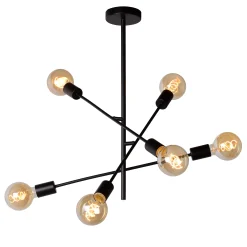 LESTER - Plafonnière - 6xE27 - Zwart*Lucide Cheap