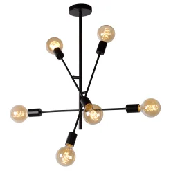 LESTER - Plafonnière - 6xE27 - Zwart*Lucide Cheap