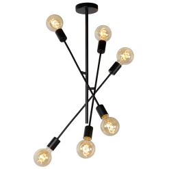 LESTER - Plafonnière - 6xE27 - Zwart*Lucide Cheap