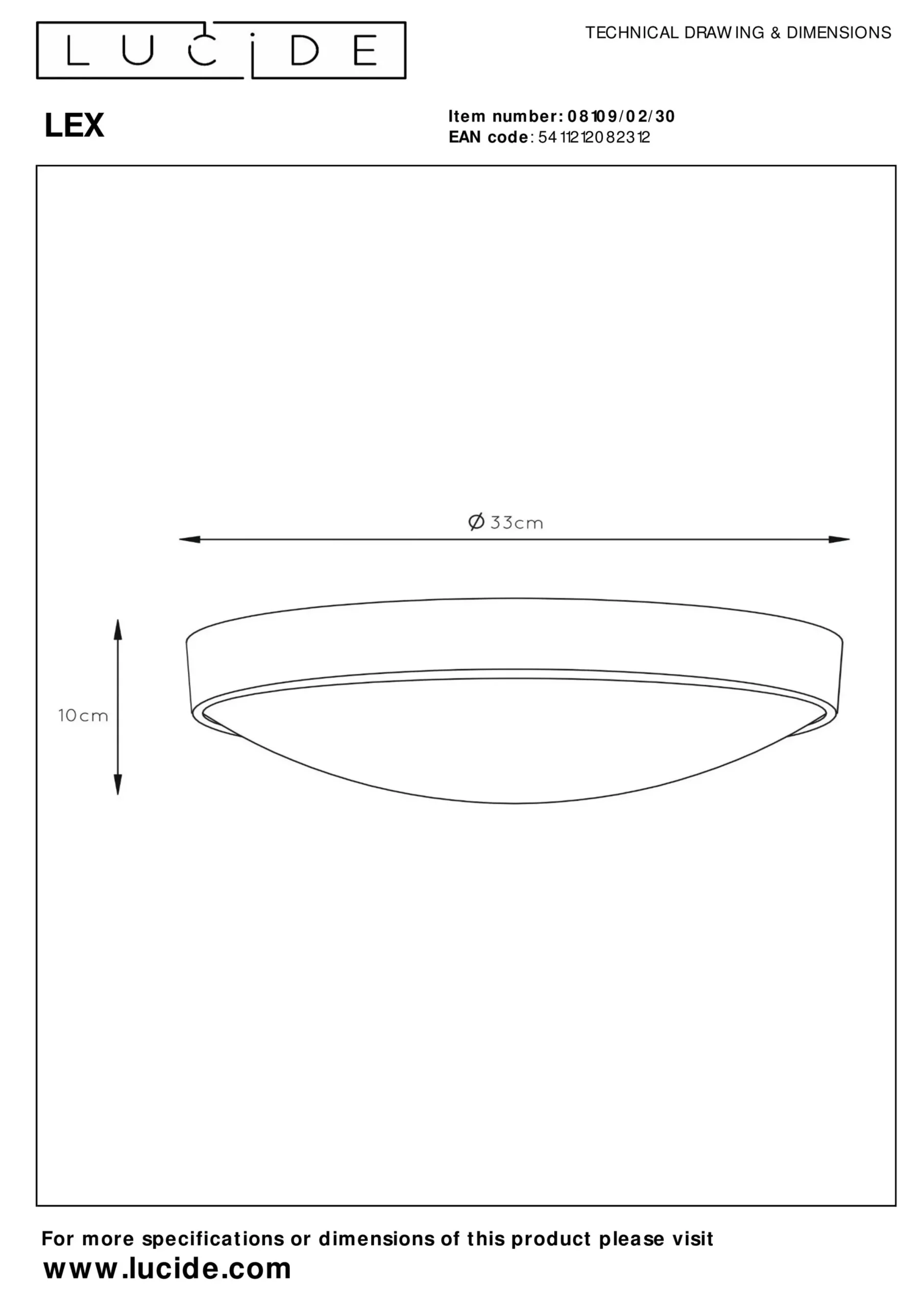 LEX - Plafonnière - Ø 33 cm - 2xE27 - Zwart*Lucide Best Sale