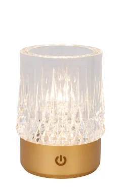LILY - Oplaadbare Tafellamp - Accu/Batterij - Ø 8 cm - LED Dim to warm - 1x3W 2700K/3000K - Mat Goud / Messing - Set van 3*Lucide Best