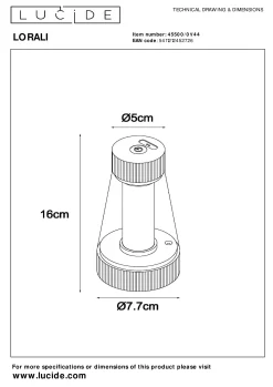 LORALI - Oplaadbare Tafellamp Binnen/Buiten - Accu/Batterij - Ø 7,7 cm - LED Dimb. - IP44 - Okergeel*Lucide Cheap