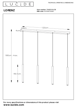 LORENZ - Hanglamp - LED Dimb. - 4x4W 3000K - Zwart*Lucide Hot