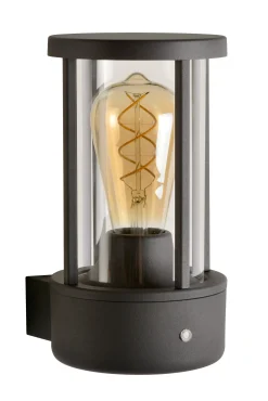 LORI - Wandlamp Binnen/Buiten - Ø 12 cm - 1xE27 - IP44 - Dag/nacht sensor - Antraciet*Lucide Store