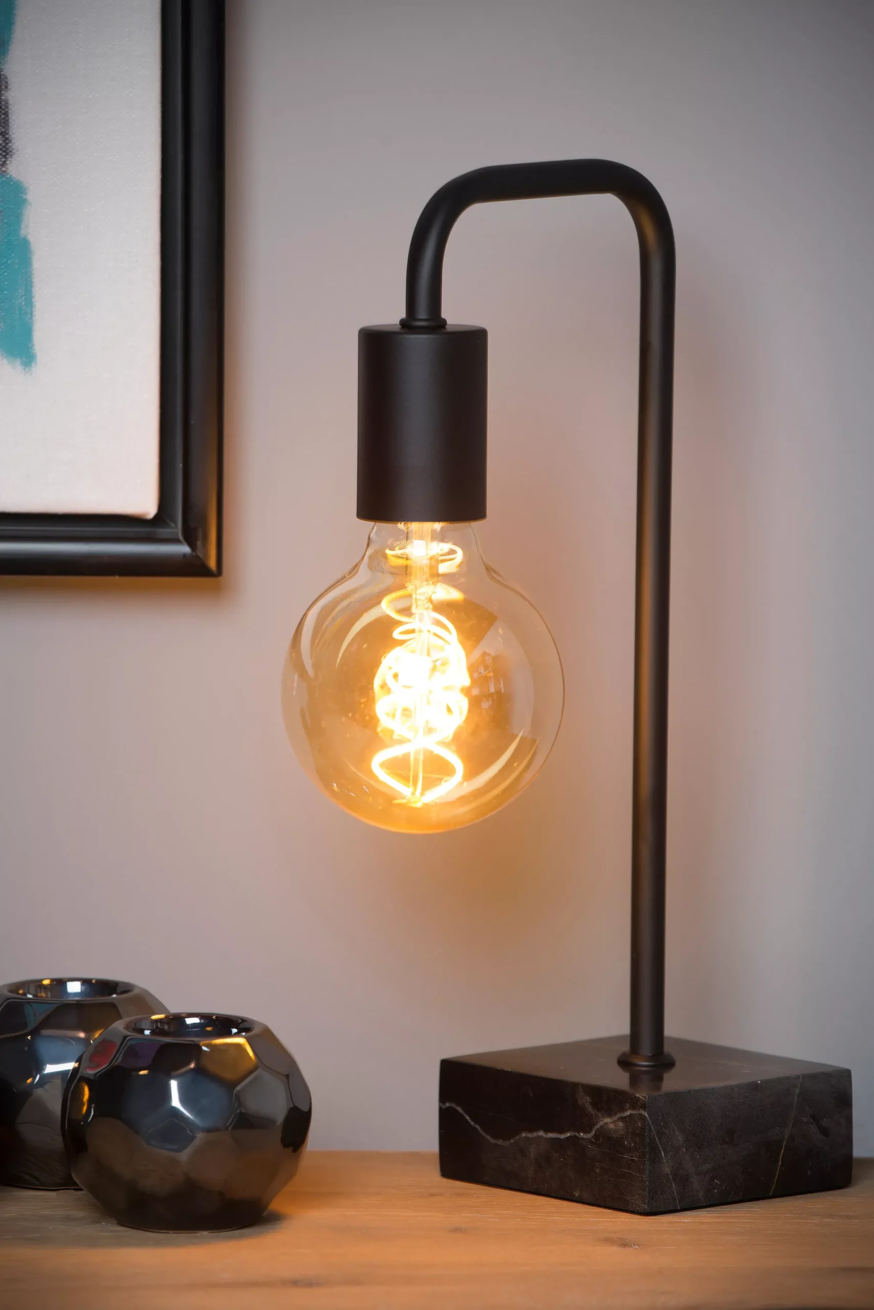 LORIN - Tafellamp - 1xE27 - Zwart*Lucide Outlet