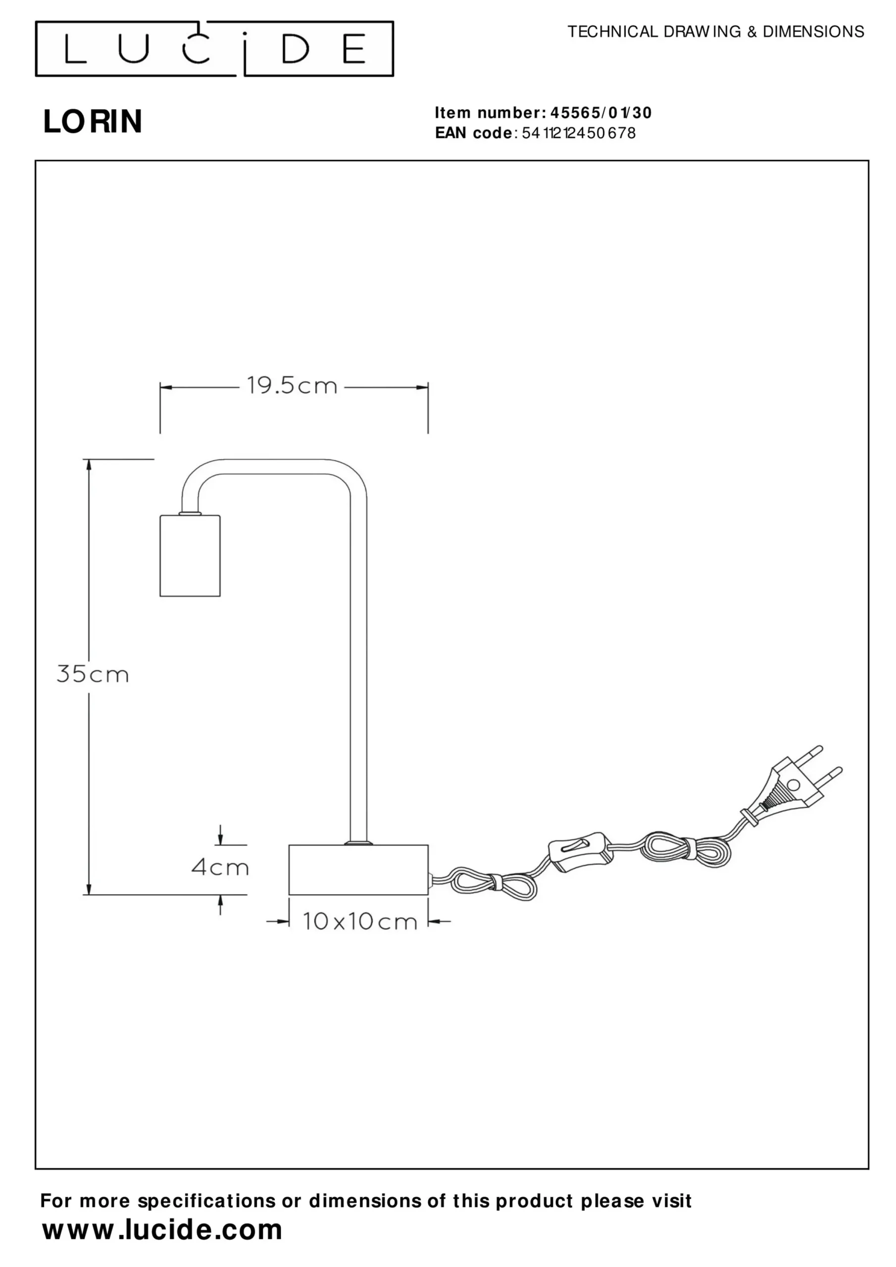 LORIN - Tafellamp - 1xE27 - Zwart*Lucide Outlet
