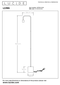 LORIN - Vloerlamp - 1xE27 - Zwart*Lucide Clearance