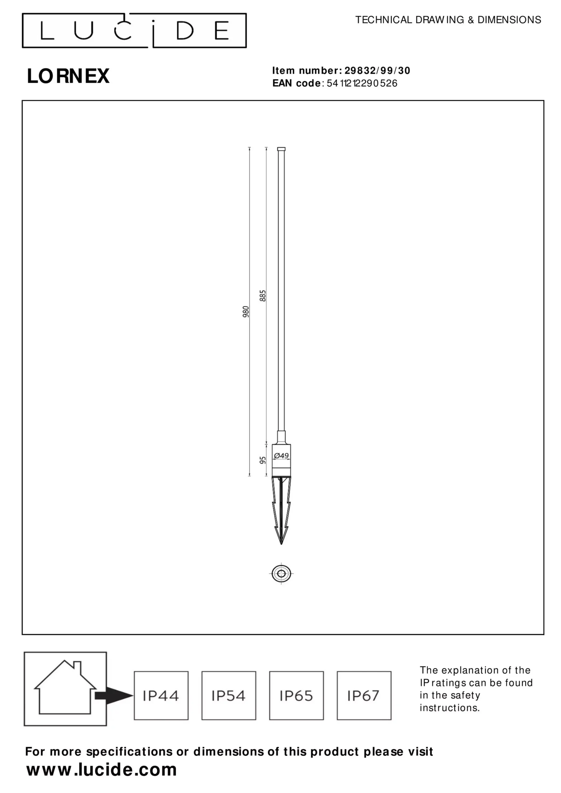 LORNEX - Tuinspot - Ø 4,9 cm - LED - 1x6W 3000K - IP54 - Zwart*Lucide Best Sale