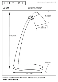 LUDO - Bureaulamp - LED - 1x4,5W 3000K - Wit*Lucide Best Sale