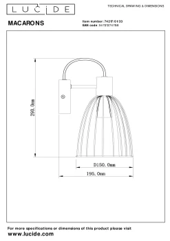 MACARONS - Wandlamp - 1xE27 - Groen*Lucide Cheap