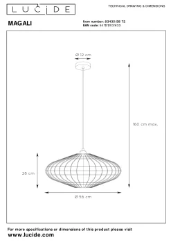 MAGALI - Hanglamp - Ø 56 cm - 1xE27 - Naturel*Lucide Outlet