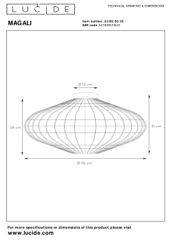 MAGALI - Plafonnière - Ø 56 cm - 1xE27 - Zwart*Lucide Cheap