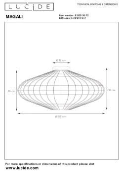 MAGALI - Plafonnière - Ø 56 cm - 1xE27 - Naturel*Lucide Best