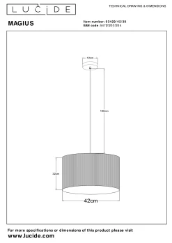 MAGIUS - Hanglamp - Ø 42 cm - 1xE27 - Naturel*Lucide Discount