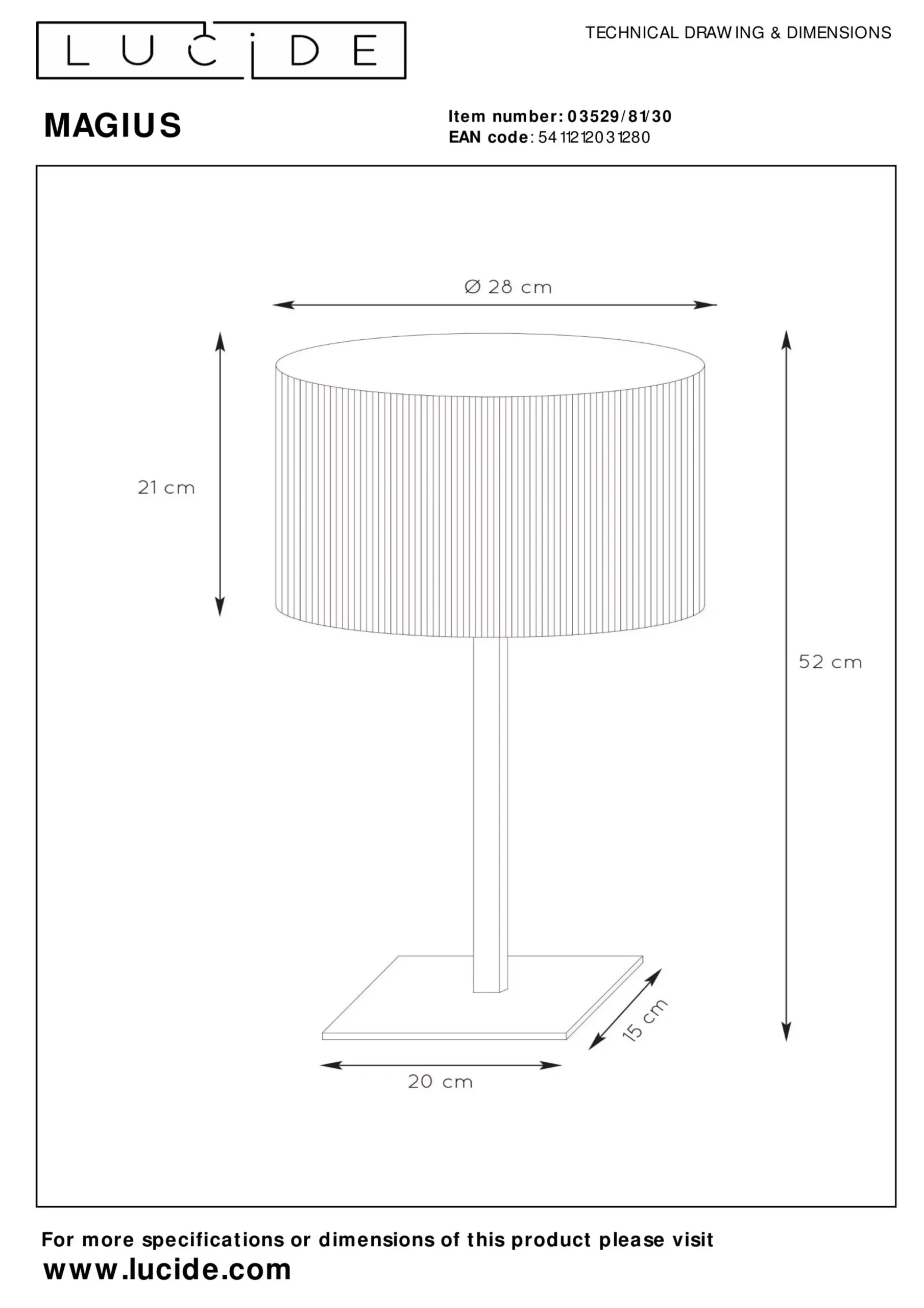 MAGIUS - Tafellamp - Ø 28 cm - 1xE27 - Naturel*Lucide Best