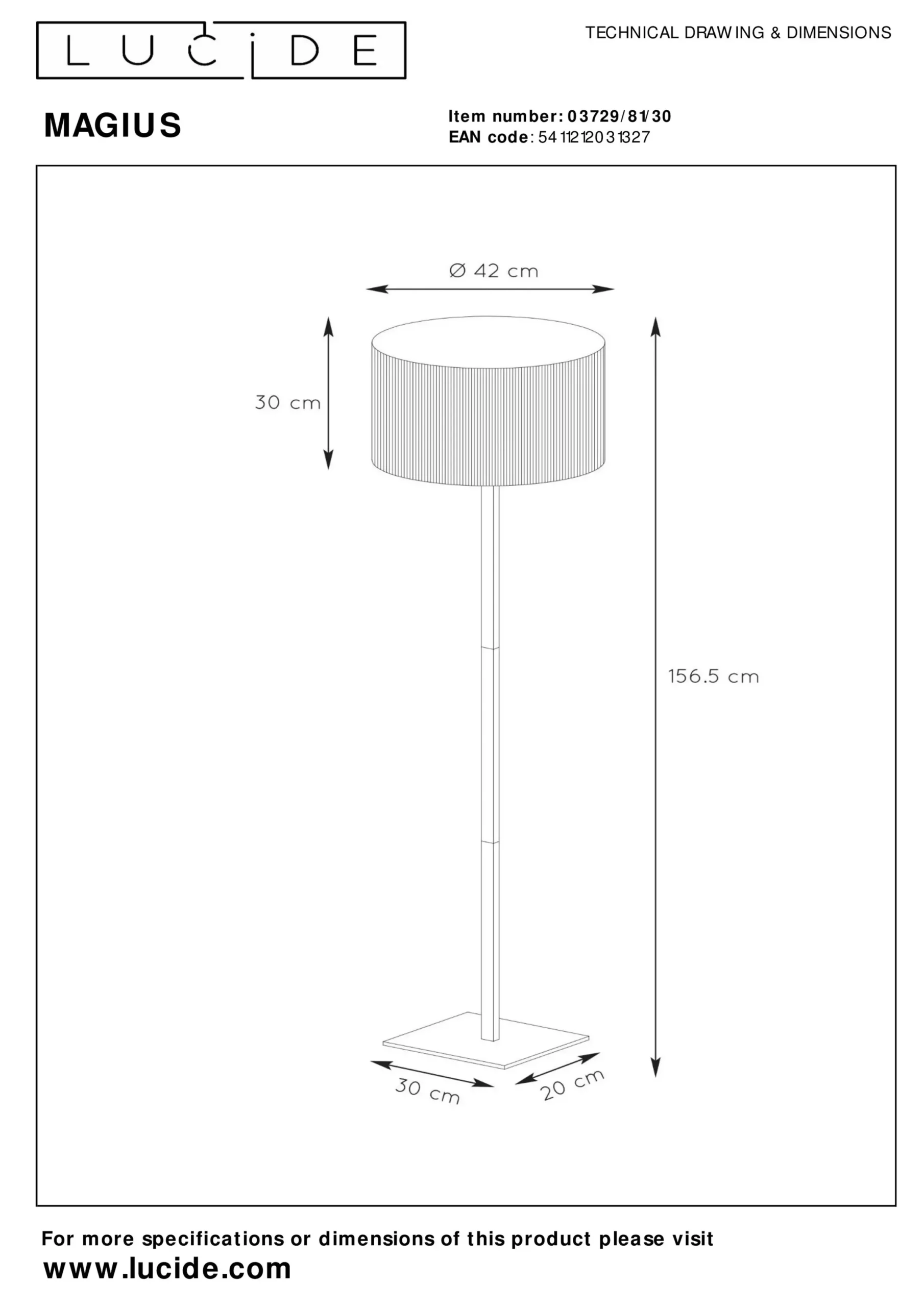 MAGIUS - Vloerlamp - Ø 42 cm - 1xE27 - Naturel*Lucide Online