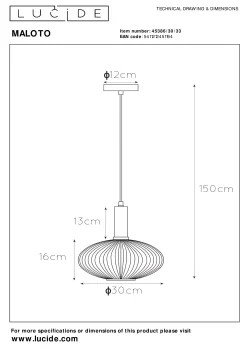MALOTO - Hanglamp - Ø 30 cm - 1xE27 - Groen*Lucide Shop