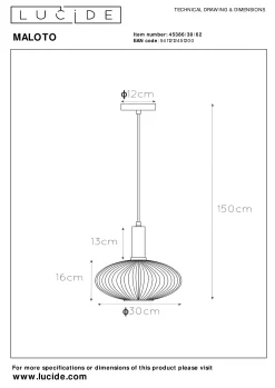 MALOTO - Hanglamp - Ø 30 cm - 1xE27 - Amber*Lucide Best Sale