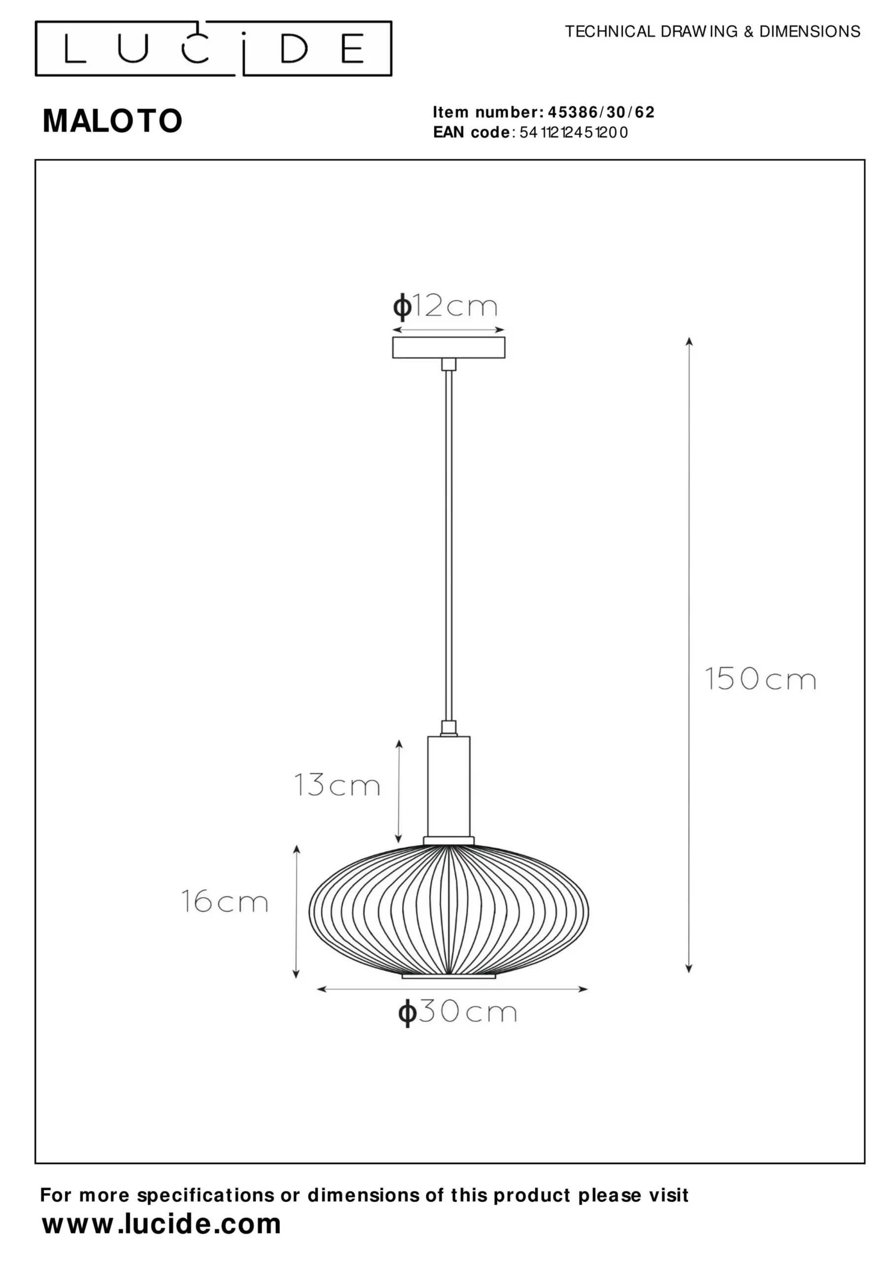 MALOTO - Hanglamp - Ø 30 cm - 1xE27 - Amber*Lucide Best Sale