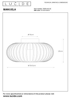 MANUELA - Plafonnière - Ø 39,5 cm - 1xE27 - Groen*Lucide Cheap