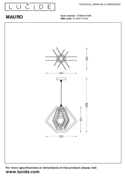 MAURO - Hanglamp Kinderkamer - 1xE27 - Roze*Lucide Shop