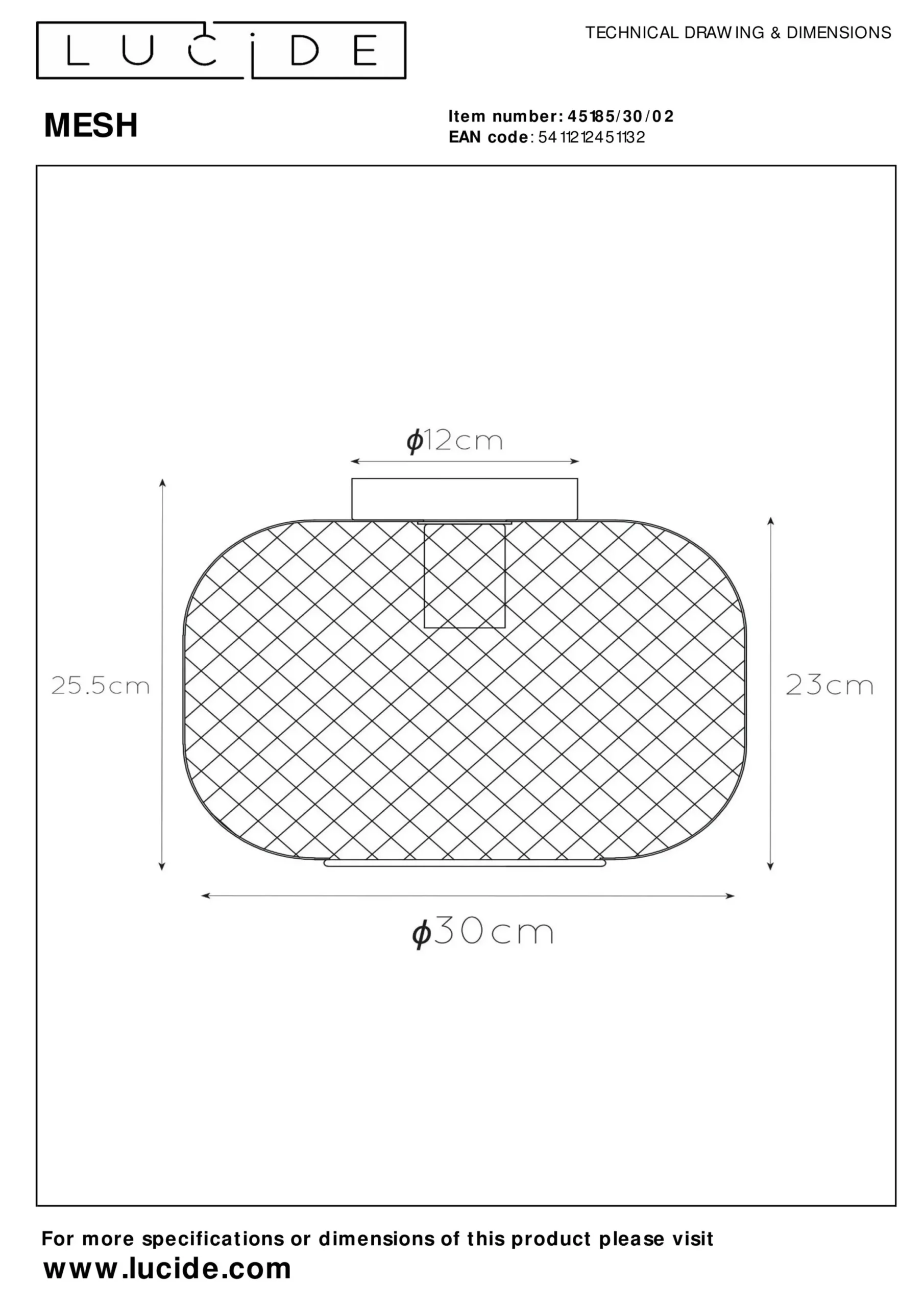 MESH - Plafonnière - Ø 30 cm - 1xE27 - Mat Goud / Messing*Lucide Outlet