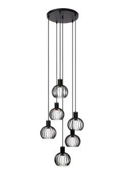 MIKAELA - Hanglamp - Ø 35 cm - 6xE14 - Zwart*Lucide Fashion