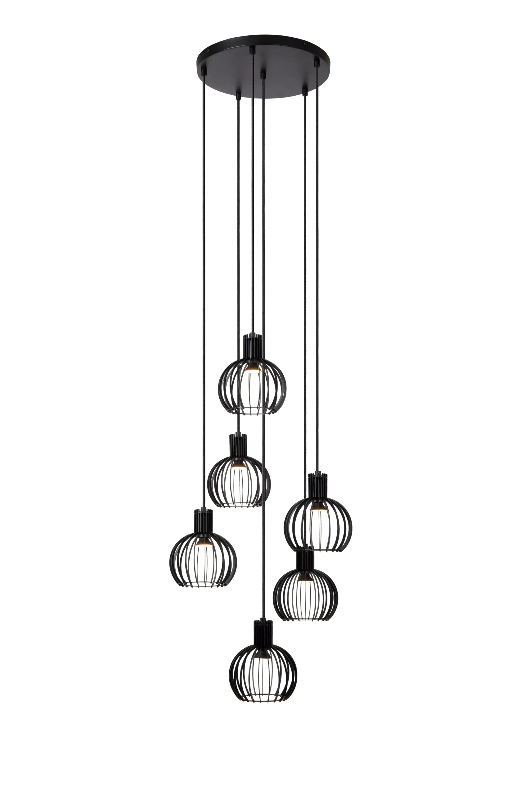 MIKAELA - Hanglamp - Ø 35 cm - 6xE14 - Zwart*Lucide Fashion