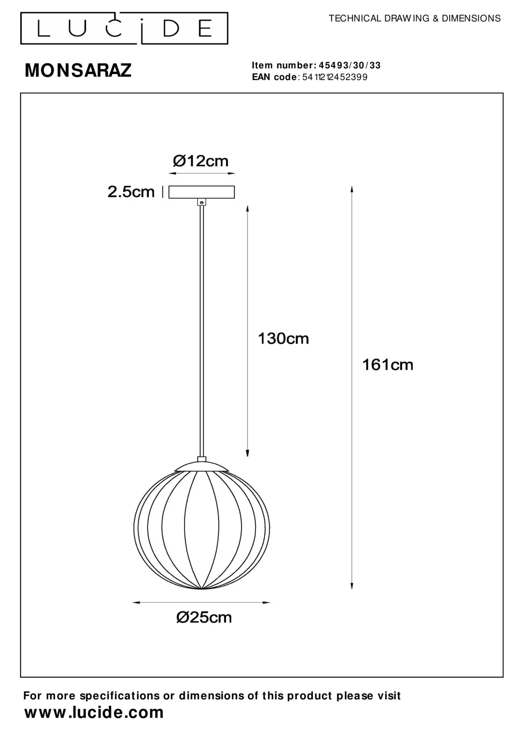 MONSARAZ - Hanglamp - Ø 25 cm - 1xE27 - Groen*Lucide Sale