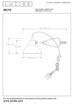 MOYS - Klemlamp - 1xE27 - Zwart*Lucide Cheap