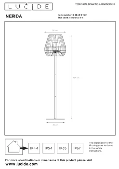 NERIDA - Vloerlamp Binnen/Buiten - Ø 35 cm - 1xE27 - IP44 - Naturel*Lucide Sale