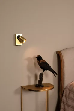 NIGEL - Bedlamp / Wandlamp - LED Dim to warm - GU10 - 1x5W 2200K/3000K - Met USB oplaadpunt - Mat Goud / Messing*Lucide Online