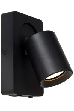 NIGEL - Bedlamp / Wandlamp - LED Dim to warm - GU10 - 1x5W 2200K/3000K - Met USB oplaadpunt - Zwart*Lucide Best