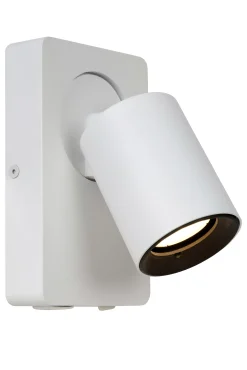 NIGEL - Bedlamp / Wandlamp - LED Dim to warm - GU10 - 1x5W 2200K/3000K - Met USB oplaadpunt - Wit*Lucide Online