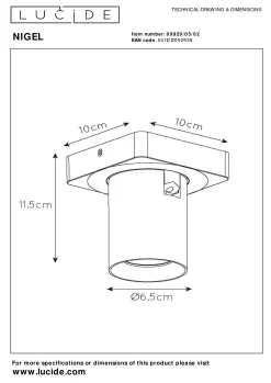NIGEL - Plafondspot - LED Dim to warm - GU10 - 1x5W 2200K/3000K - Mat Goud / Messing*Lucide Cheap