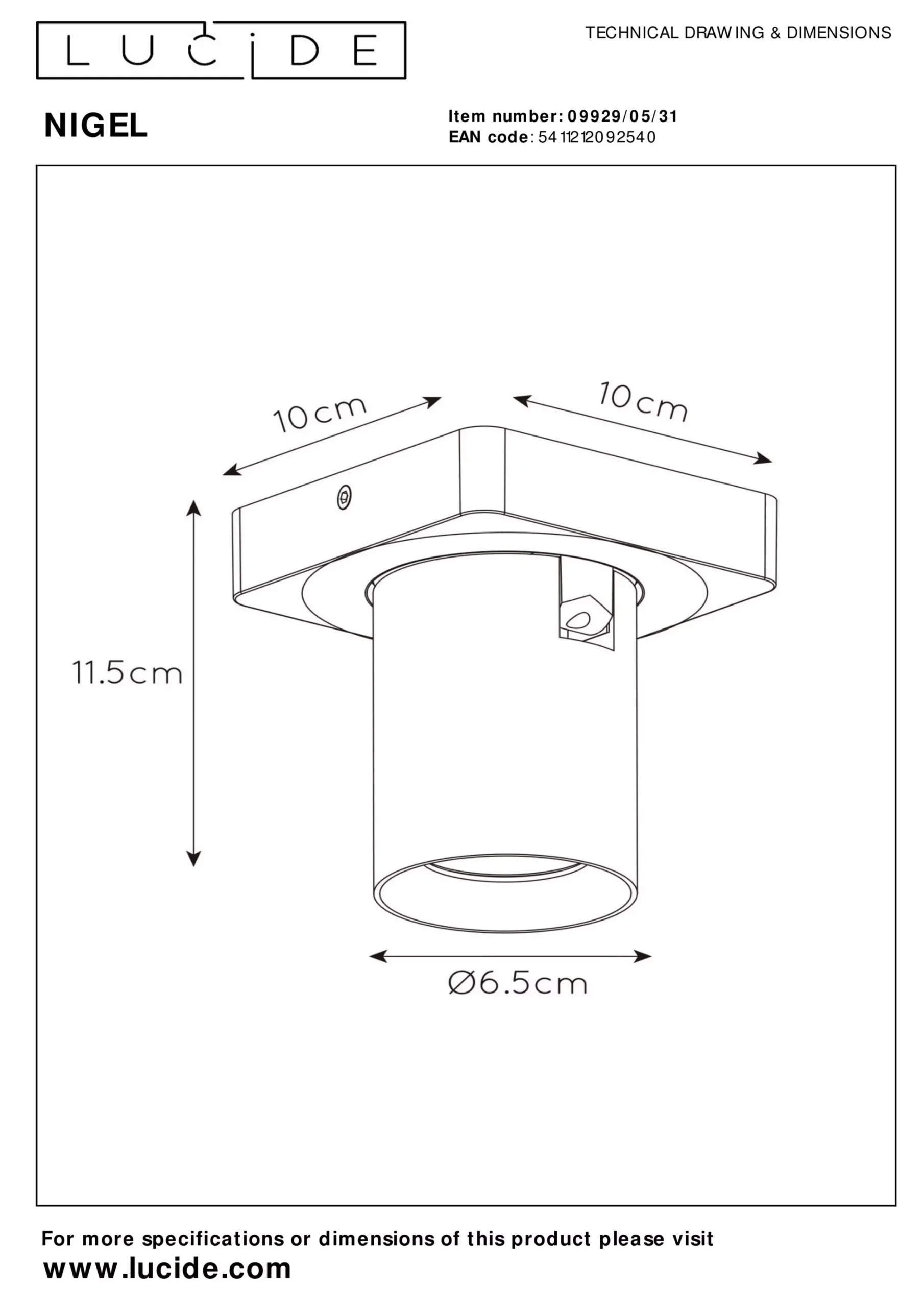 NIGEL - Plafondspot - LED Dim to warm - GU10 - 1x5W 2200K/3000K - Wit*Lucide Best Sale