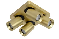 NIGEL - Plafondspot - LED Dim to warm - GU10 - 4x5W 2200K/3000K - Mat Goud / Messing*Lucide Fashion