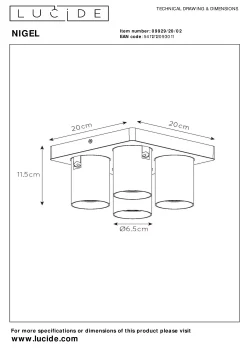 NIGEL - Plafondspot - LED Dim to warm - GU10 - 4x5W 2200K/3000K - Mat Goud / Messing*Lucide Fashion