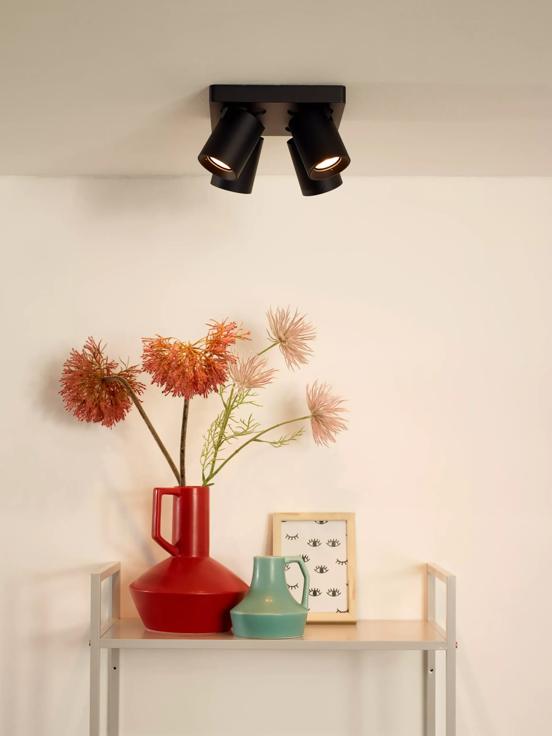 NIGEL - Plafondspot - LED Dim to warm - GU10 - 4x5W 2200K/3000K - Zwart*Lucide Shop