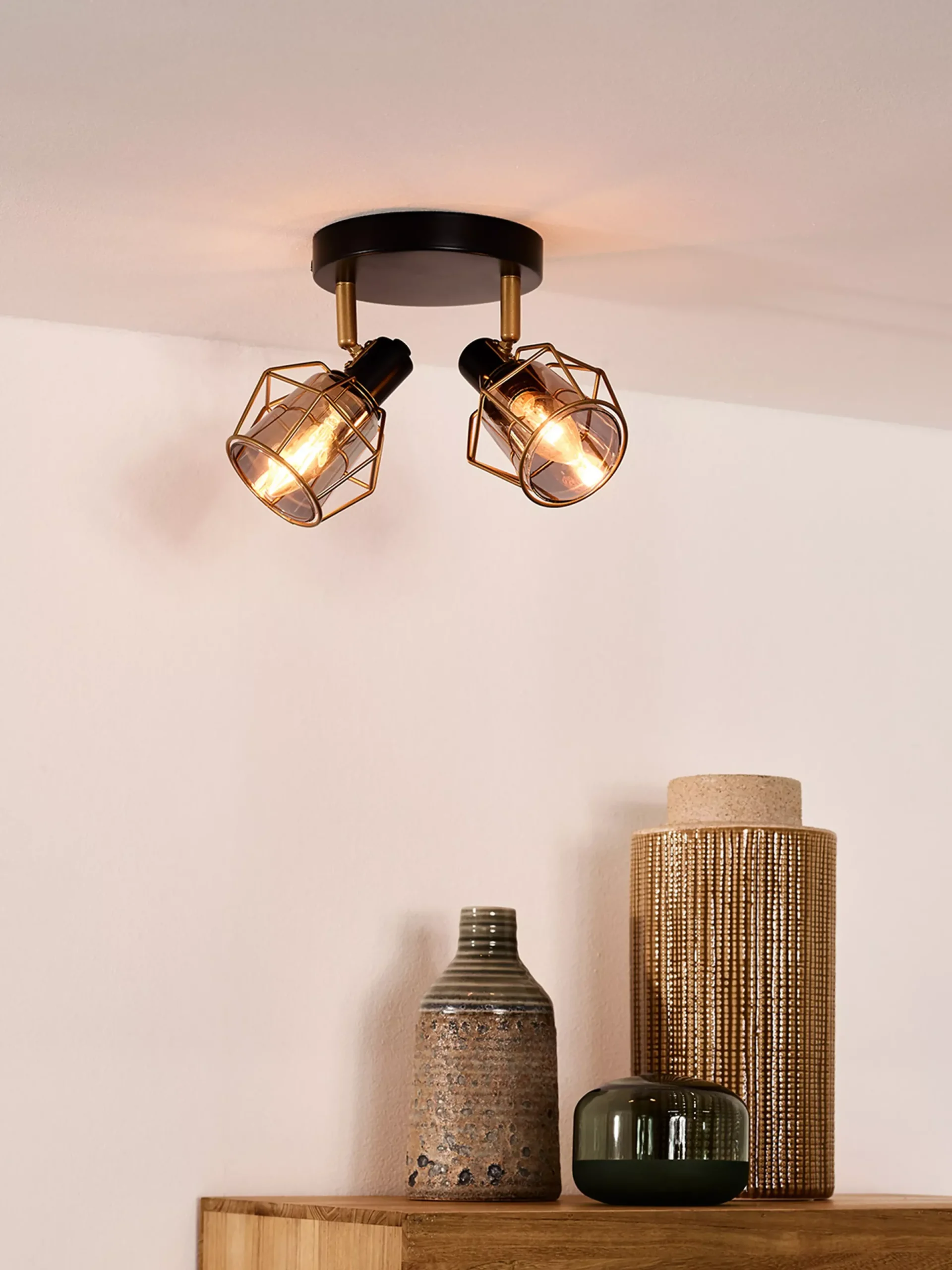 NILA - Plafondspot - 2xE14 - Zwart*Lucide Clearance