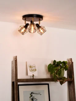 NILA - Plafondspot - Ø 36 cm - 3xE14 - Zwart*Lucide Cheap