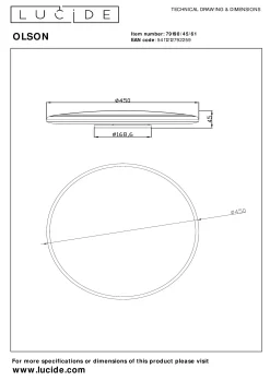 OLSON - Plafonnière - Ø 45 cm - LED Dimb. - CCT - 1x45W 3000K/6500K - Opaal*Lucide Cheap