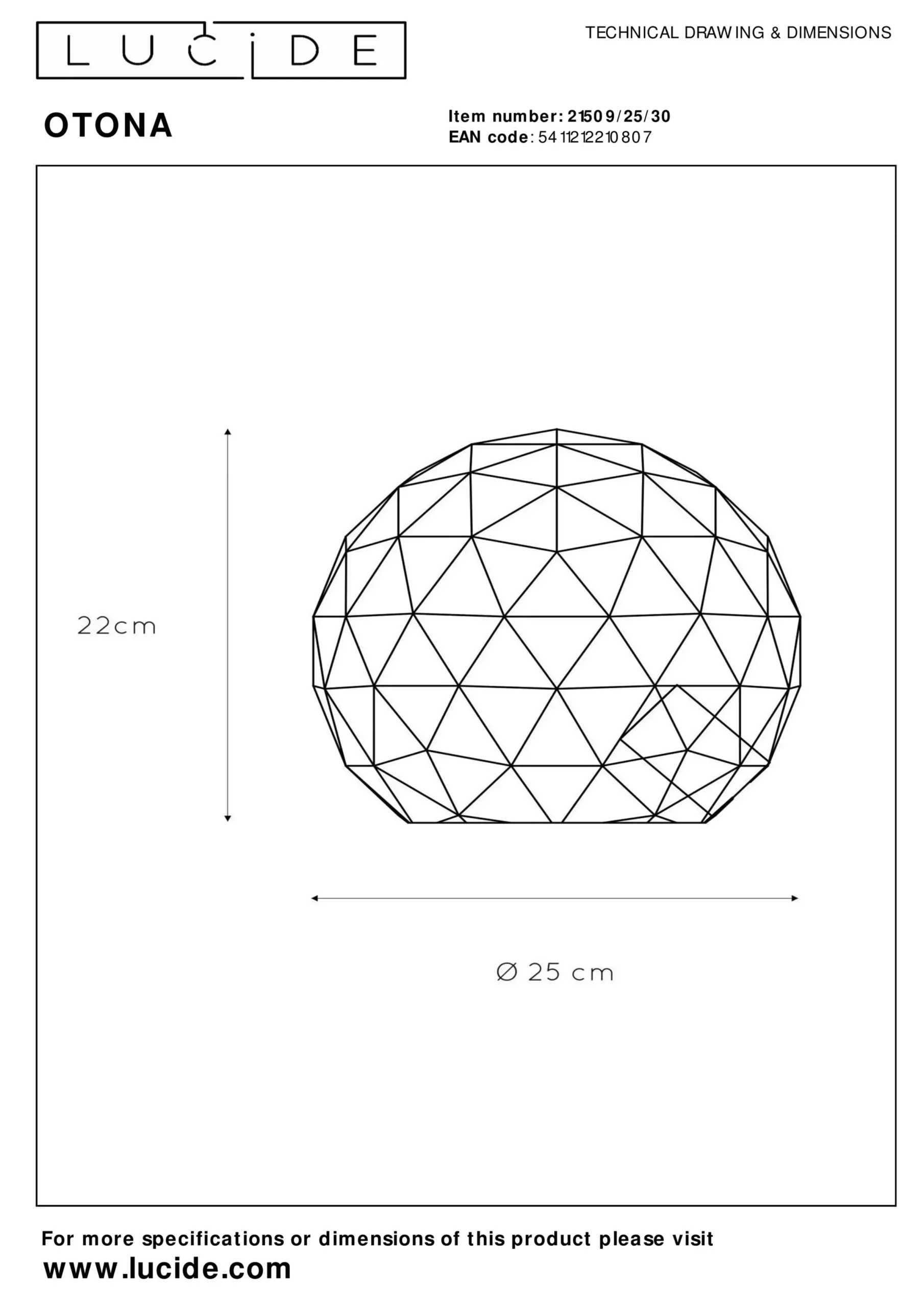 OTONA - Tafellamp - Ø 25 cm - 1xE27 - Zwart*Lucide Cheap