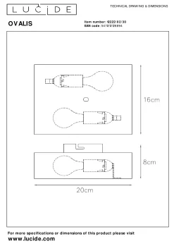 OVALIS - Wandlamp - 2xE14 - Zwart*Lucide Clearance