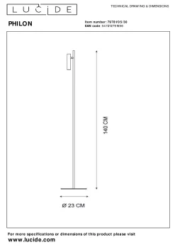 PHILON - Leeslamp - Ø 23 cm - LED Dimb. - 1x4,5W 3000K - Zwart*Lucide Store
