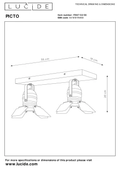 PICTO - Plafondspot Kinderkamer - 2xGU10 - Roze*Lucide Hot